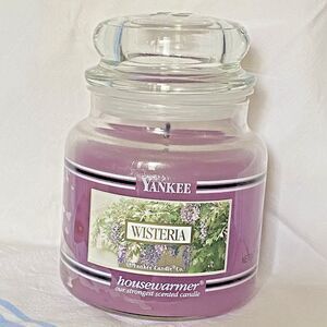 Vtg Yankee Candle Housewarmer WISTERIA 14.5 oz Black Label Band Retired Rare